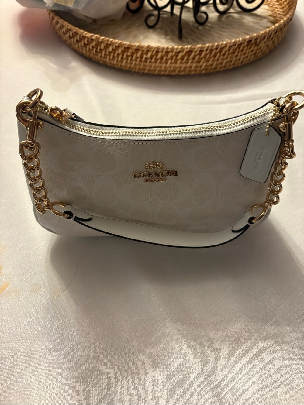 Coach Chalk Signature Small Shoulder Bag with Gold Hardware